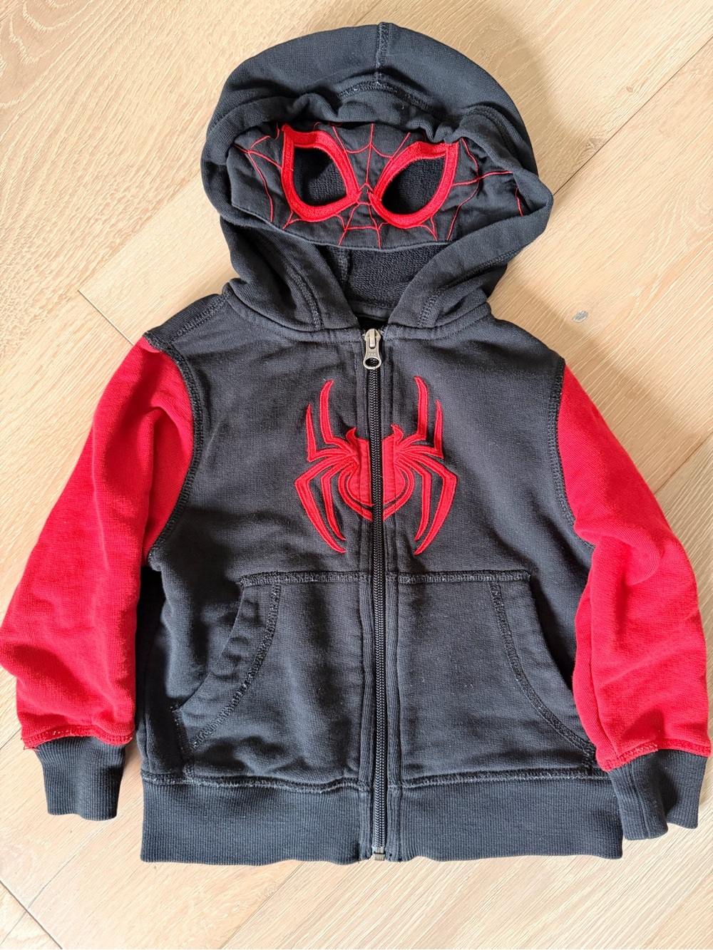 Hanna Andersson/Marvel Black and Red Spider-Hooded Zip Jacket